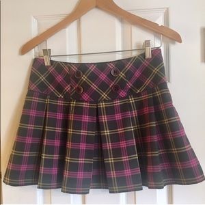 Sailor Style Plaid Mini Skirt - Small